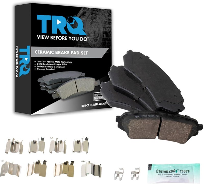 TRQ وسادات الفرامل الخلفية السيراميكية متوافقة مع 1998-2007 لكزس LX470 1998-2007 تويوتا لاند كروزر - Image 1